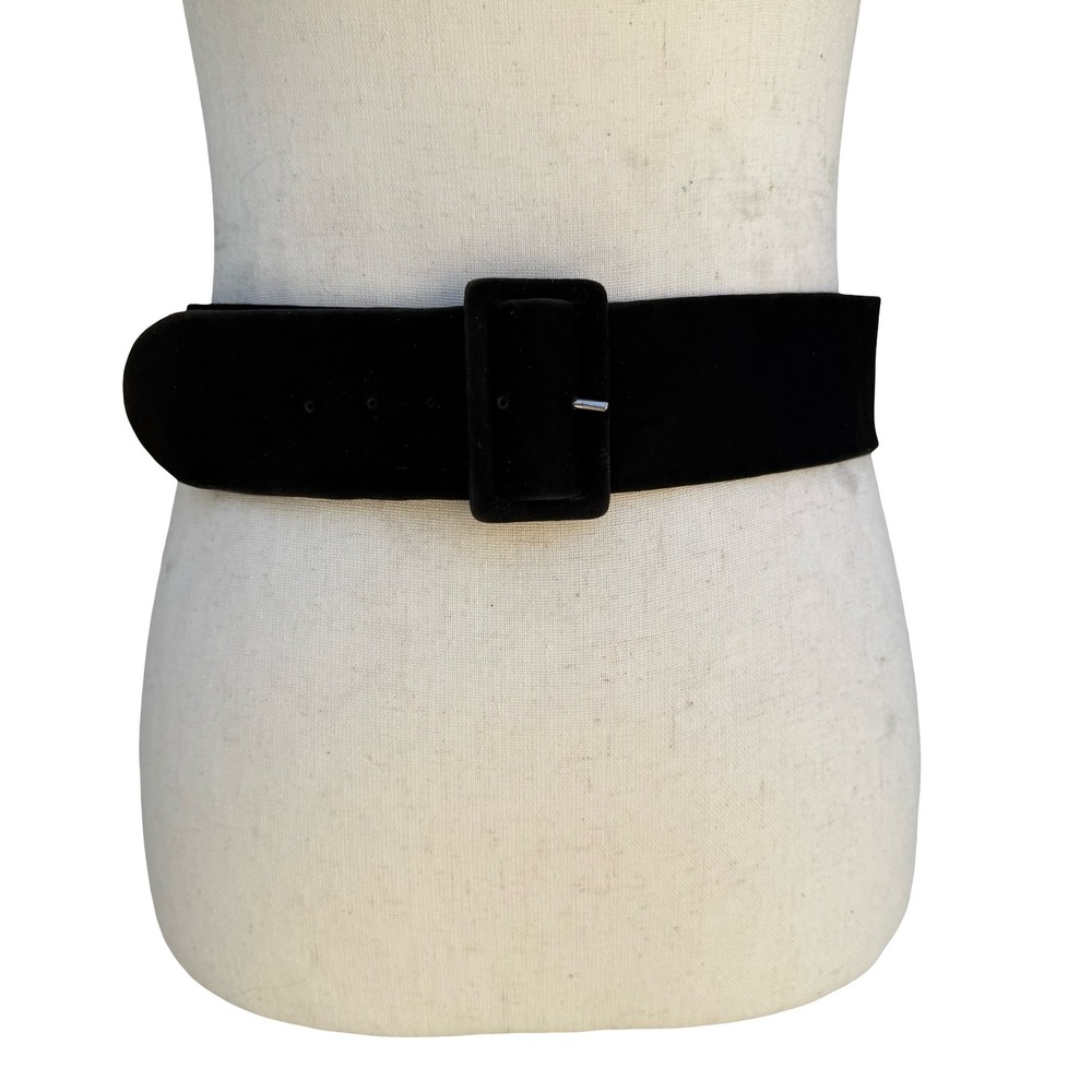 Emilio Pucci Italy Vintage Minimalist Gothic Romance‎ Black Velvet Wide Belt 12